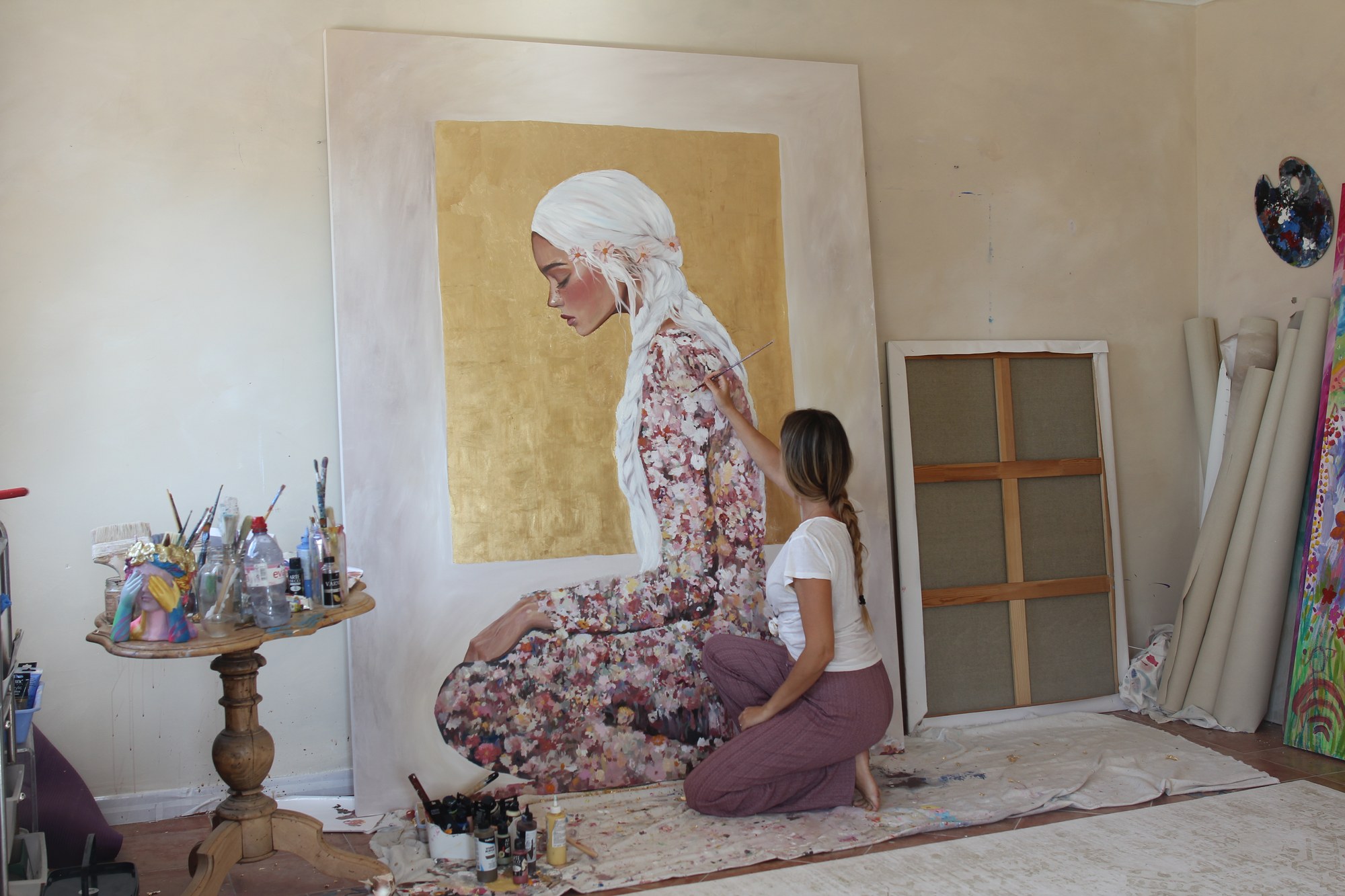 Caroline Wendelin at work in her home studio