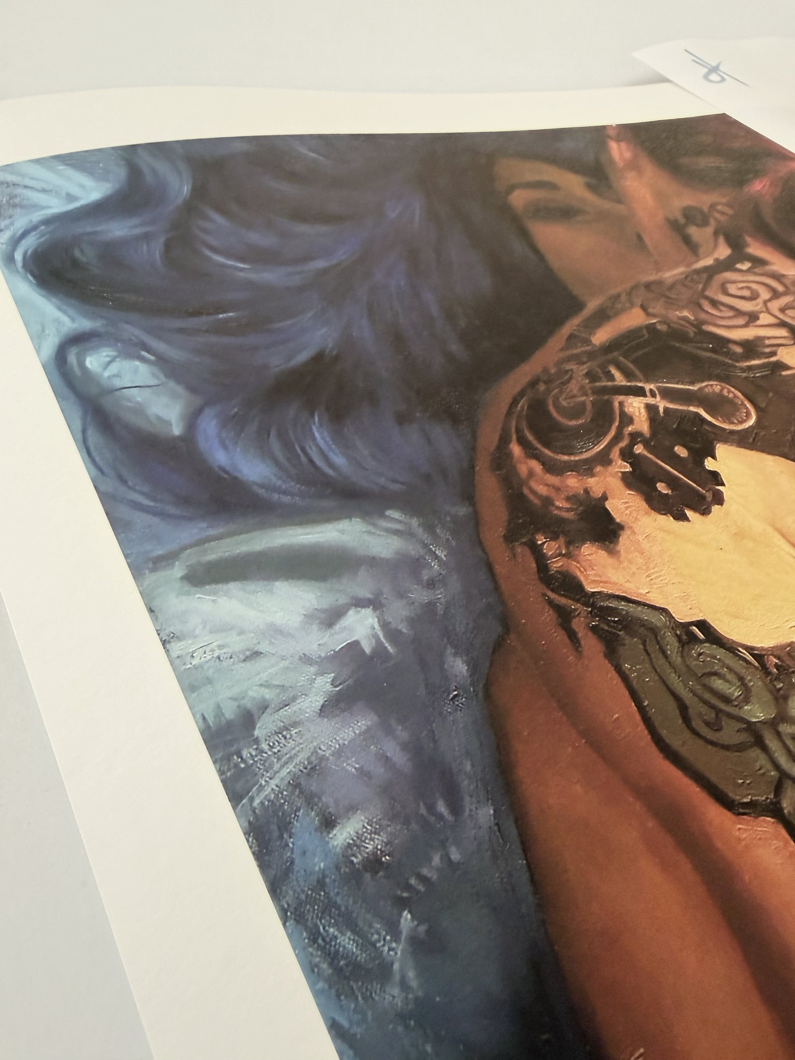 Close detail of a Halie Torris giclee print showing the brushwork