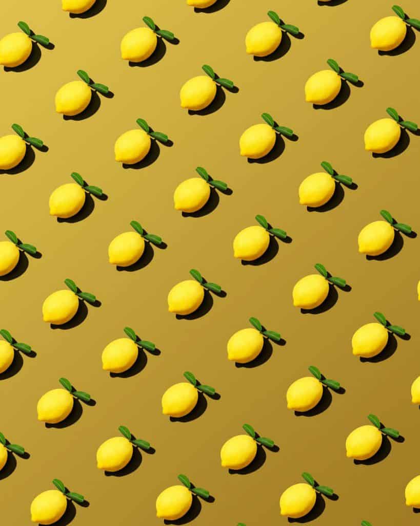 A series of repeating lemons photographed by Vancouver-based photographer Jens Kristian Balle